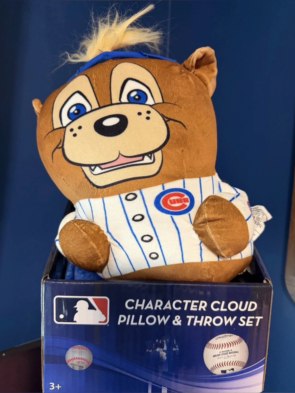 Chicago Cubs MLB Mascot Pillow Plush Figure Blanket Set 11.5" 40x50"